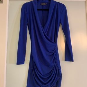 ASTR Royal Blue drape front dress, size S